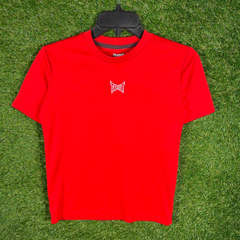 Tapout Mens Small Red Athletic Performance Short Sleeve T-Shirt Logo